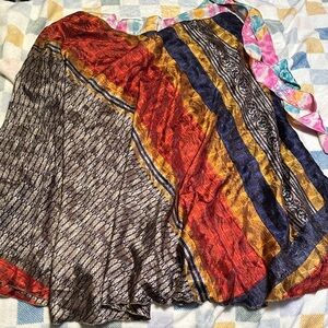 Elegant Multicolor reversible BOHO Striped wrap around Mixi Skirt